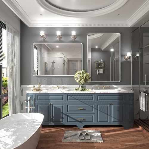 48x30 Inch Silver Framed Bathroom Mirror - Image 5