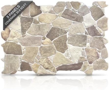 Large-Format 3D Faux Stone Wall Panels, Wild Boulder, 33.6 Sq Ft by ConcordWallcoverings