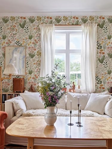 Orainege Floral Peel and Stick Wallpaper Boho Floral Contact Paper - Image 2