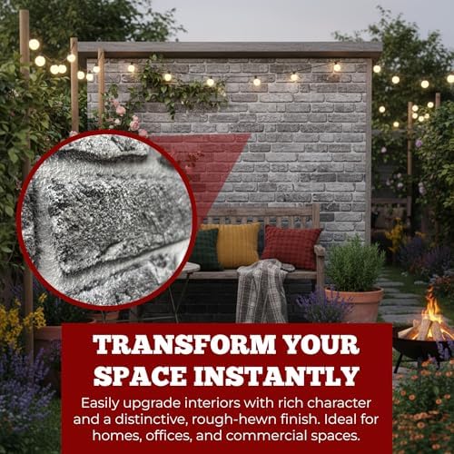 K&B Panels 3D Wall Panels, Rustic Brick Effect Styrofoam Wall Panelling Kit - Image 2