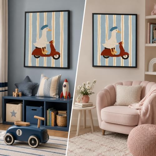 Framed Cute Duck Canvas Wall Art, Funny Animal Picture Wall Decor - Image 4