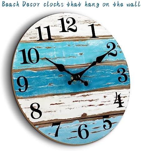 CHYLIN Wall Clock 10" Beach Battery Operated Silent Non-Ticking Coastal - Image 3