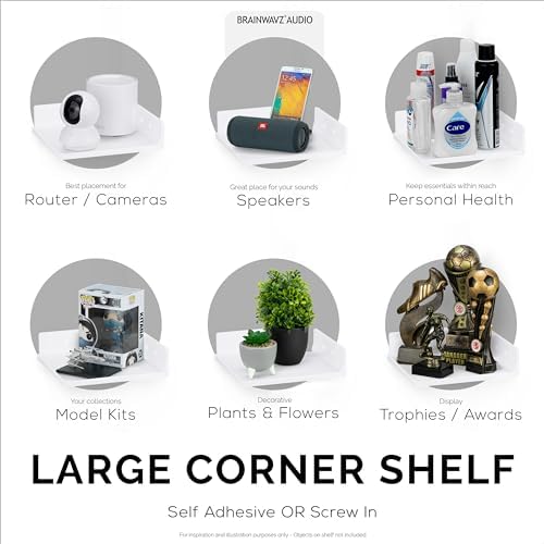 9" Small Corner Shelf Mount, Adhesive & Screw in, - Image 4