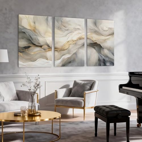EJPFOGV Triptych Black White Gold Wrapped Canvas Wall Art 24x36 inches x3 - Image 5
