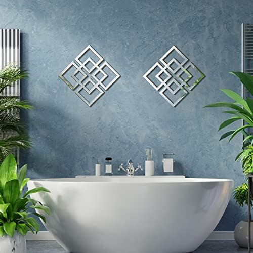 Weysat 2 Pieces Silver Mirrored Wall Decor 11.8 x 11.8 - Image 5