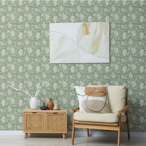 Main Street Peel and Stick Wallpaper Sheets, Block Print Floral - Image 6