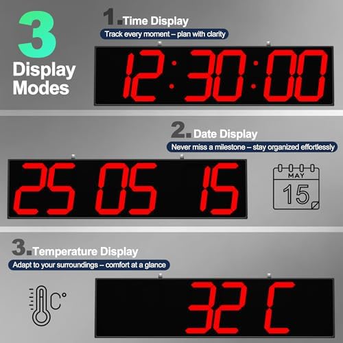 CHKOSDA 28 Inch Large Double Sided Digital Wall Clock - Image 4