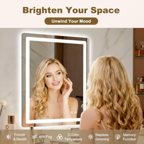 LED Bathroom Mirror with Lights, 2 Pack 32" x 24" Lighted Vanity Mirror - Image 2