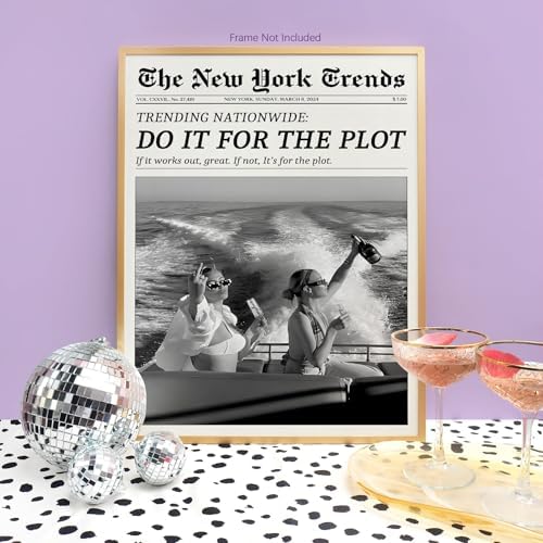 Trendy Newspaper Canvas Wall Art 20x30in Unframed Black And White Prints - Image 6
