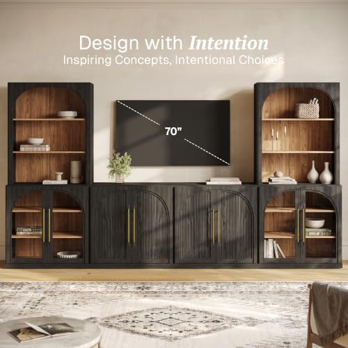 BELLEZE Jagger 130" Wall Unit 6-Piece Modular TV Stand - Image 3