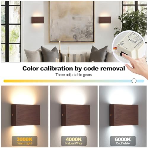 Modern LED Wall Sconce, Linear Wood Wall Mounted Lamps, Minimalist Up Down Wall - Image 6