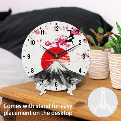 SPUNKER Clock for Bedroom, Japan Cherry Blossoms Kitchen Wall Clock, Sun Mt. - Image 3