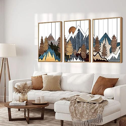 CHDITB Mountain Wall Art Prints Set, Country Woodcut Wall Decor, Rustic Forest - Image 2