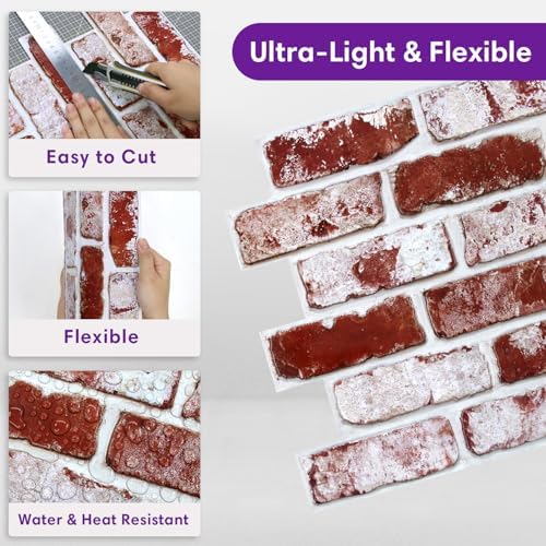 3D Faux Brick Wall Panels Peel and Stick, Designed - Image 4