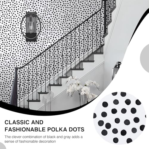 Dimoon 17.3''x78.7'' Peel and Stick Wallpaper Modern Polka Dot Black and White - Image 2