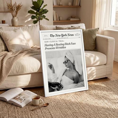 Funky Girl Preppy Aesthetic Posters Black And White Newspaper Wall Art 8x10in - Image 6