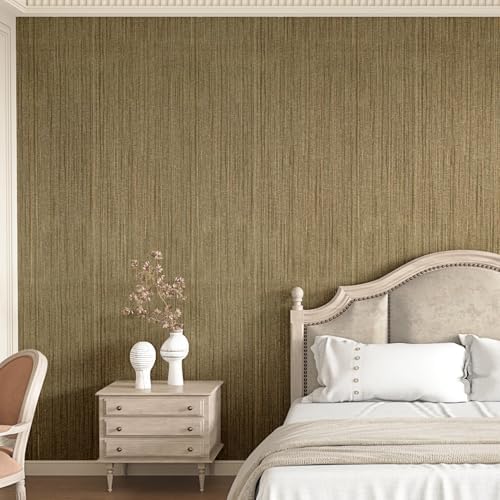 Gold Grasscloth Wallpaper Textured Peel and Stick Wallpaper Vintage Golden - Image 4