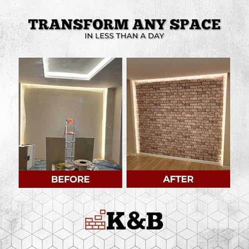 K&B Panels 3D Wall Panels, Rustic Brick Effect Styrofoam Wall Panelling Kit - Image 4