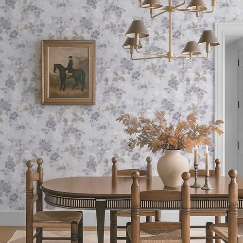 Ismoon Vintage Wallpaper Floral Peel and Stick Wallpaper 17.3in x32.8ft Gray - Image 5