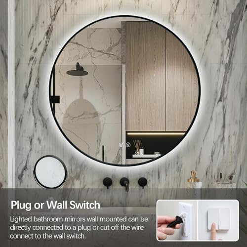 Niccy 28" Round LED Bathroom Backlit Mirror - Image 6