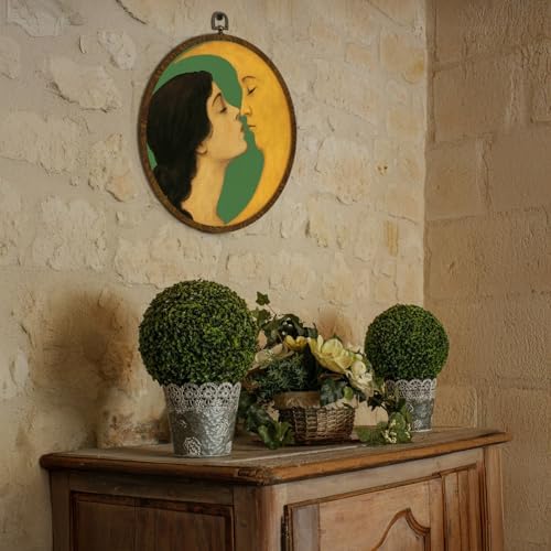 KLYTINK Romantic Moon and Young Girl Round Wall Art, Vintage-Inspired Celestial - Image 6