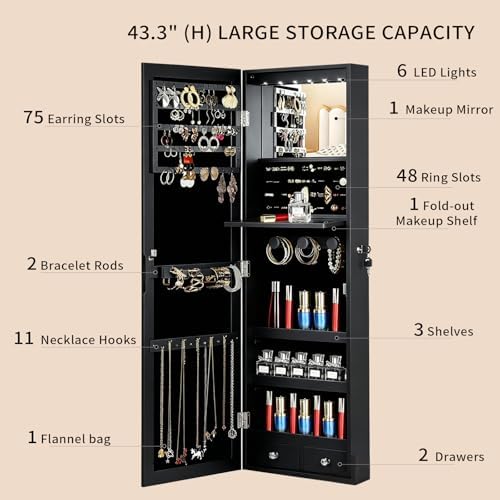 Over the Door Jewelry Organizer, Wall Mounted Jewelry Cabinet - Image 5