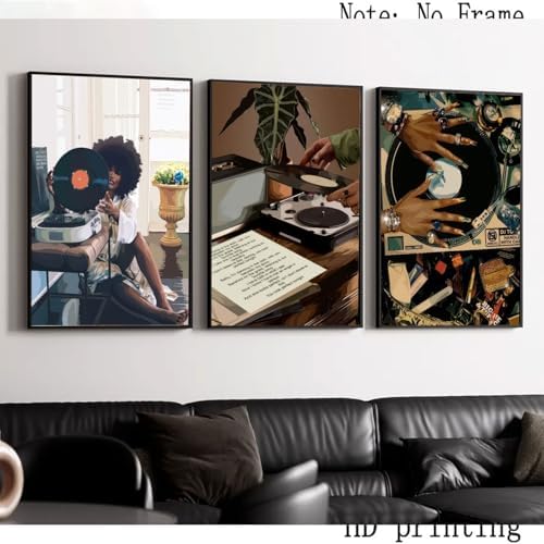 3Pcs Black Woman Art Poster African American Women Canvas Wall Art Funky Black - Image 2