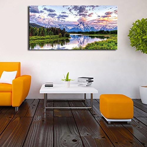 arteWOODS Landscape Canvas Wall Art Nature Picture Oxbow Bend Grand Teton - Image 5