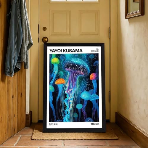 Black Framed Colorful Jellyfish Tokyo 1984 Canvas Wall Art 16x20in - Image 7