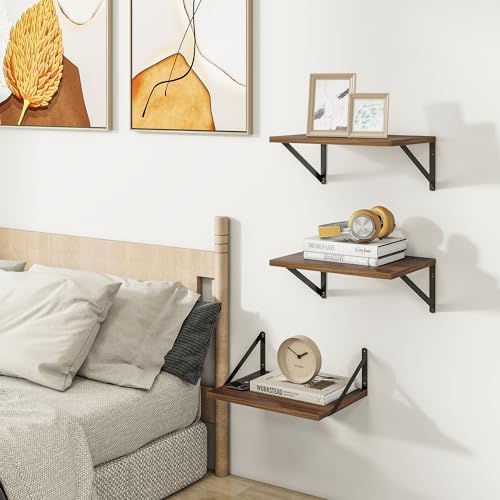 Heimlove 16W x 12D Deep Floating Shelves Set of 3 Walnut - Image 2