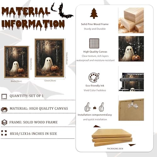 Framed Vintage Halloween Ghost Wall Art, Cute Ghost - Image 5