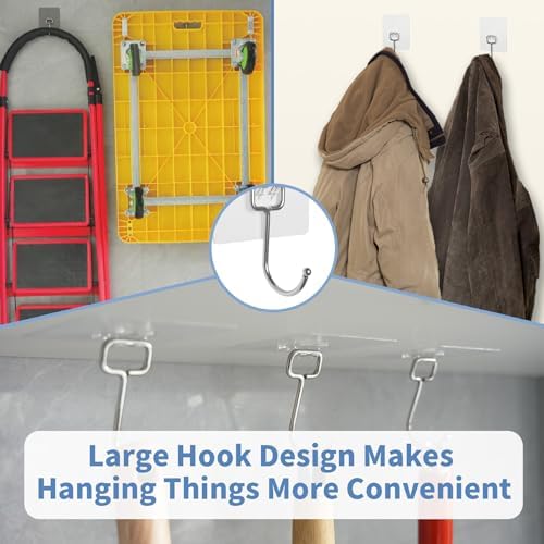 Adhesive Wall Hooks for Hanging - 60lb Heavy Duty Waterproof & Rustproof - Image 4