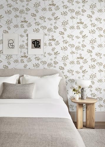 Hopepak Floral Peel and Stick Wallpaper Beige Contact Paper - Image 2
