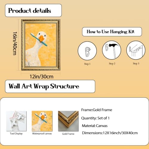 Funny Silly Goose Bathroom Wall Art Cute White Goose Brush Teeth Washroom Wall - Image 3