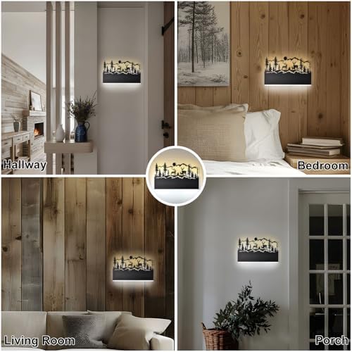 LED Wall Sconce Indoor, Deer Black Rustic Plug in Wall Sconces Farmhouse - Image 3