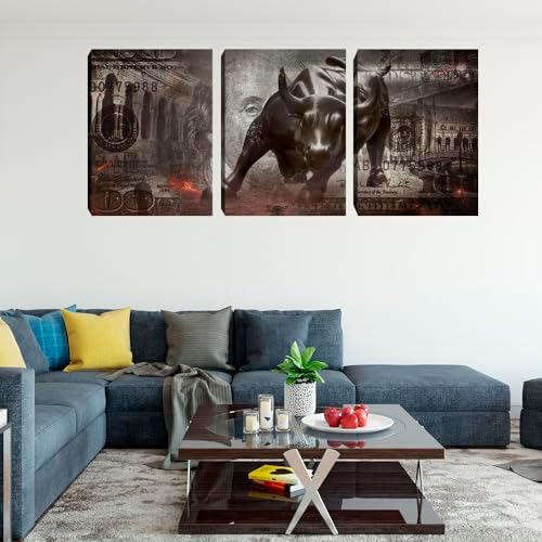 Motivational Wall Art Canvas Print Bull Office Decor 3 Pieces Inspirational - Image 4