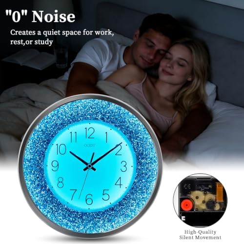 OCEST 12 Inch Crushed Diamond Wall Clock - Image 5