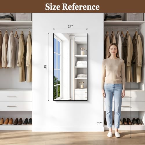 DESBING Black Bathroom Mirror for Wall, 24x48 Inch Rectangle Mirrors - Image 4