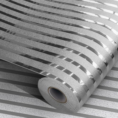 2mm Thick Peel and Stick Wallpaper Mirror Stripe Texture Vinyl Wall Panels by MANONIRIA