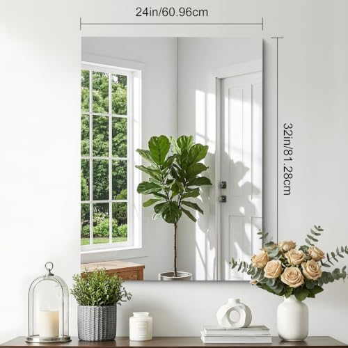 24x32 Inch Frameless Mirror, Frameless Bathroom Mirror - Image 3