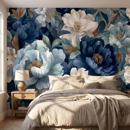Bormia Floral Peel and Stick Wallpaper Peony Flower Wall Murals by Bormia