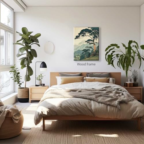 Nature Mountain Landscape Wall Art Vintage Japanese Forest Canvas Poster 08x10 - Image 3