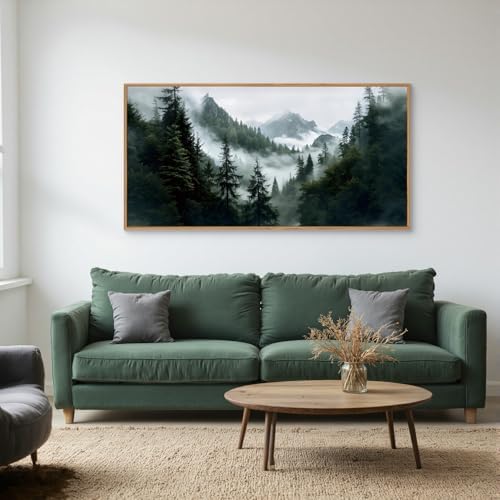 HOURIA Boho Forest Mountain Framed Canvas Wall Art Set- 40"x20"x1 - Image 2