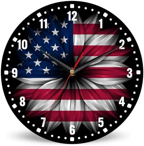 SPUNKER Wall Clock, American Flag Kitchen Wall Clock, Independence Day Clocks by SPUNKER