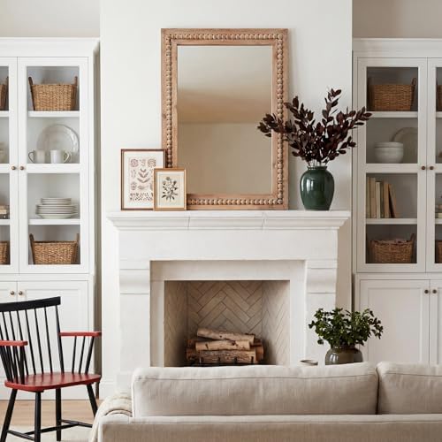 H HOMEWINS Rustic Wood Wall Mirror, Rectangle Bathroom Vanity Mirror - Image 7