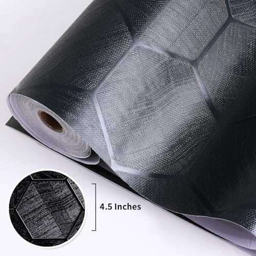 Black 3D Hexagon Peel and Stick Self Adhesive Removable Contact Wallpaper - Image 5