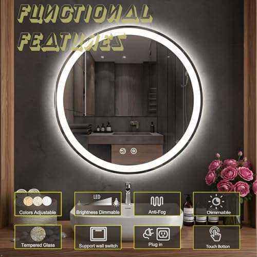 LTFUUAI 24" Round LED Bathroom Mirror - Image 6