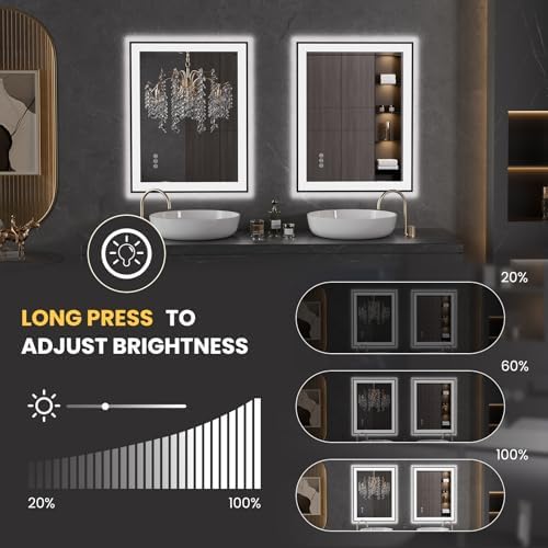 LOAAO 24"X36" LED Bathroom Mirror Black Framed - Image 3