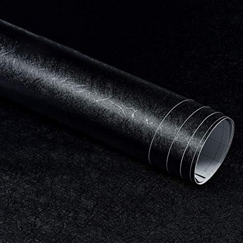 MelunMer Black Silk Wallpaper Peel and Stick Removable Textured 15.7"x512" - Image 4