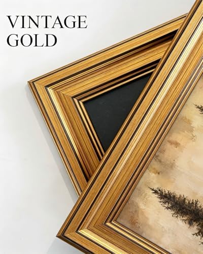 Gold Framed Wall Art, Vintage Pine Trees Canvas Prints, Rustic Nature Woodland - Image 3